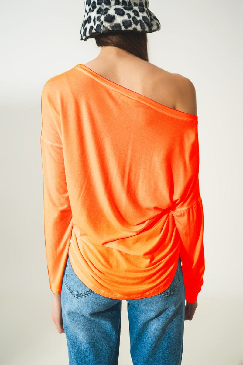 Q2 Women's Tees & Tanks Long Sleeve T Shirt in Orange Modal