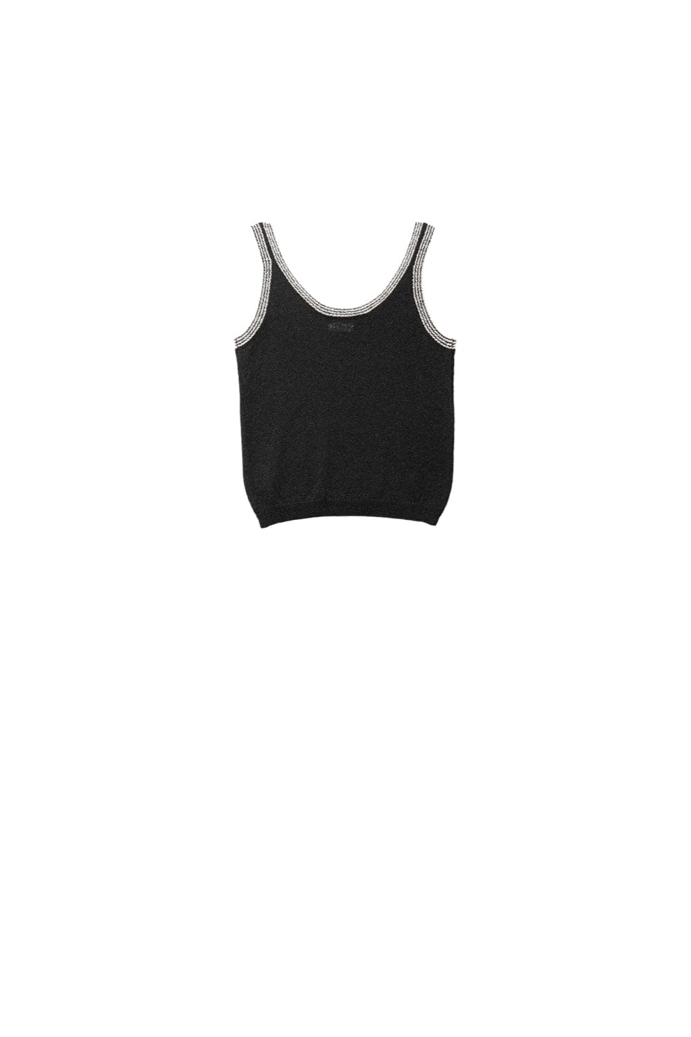 Q2 Women's Tees & Tanks One Size / Black Black Knit Tank Top With White Trim