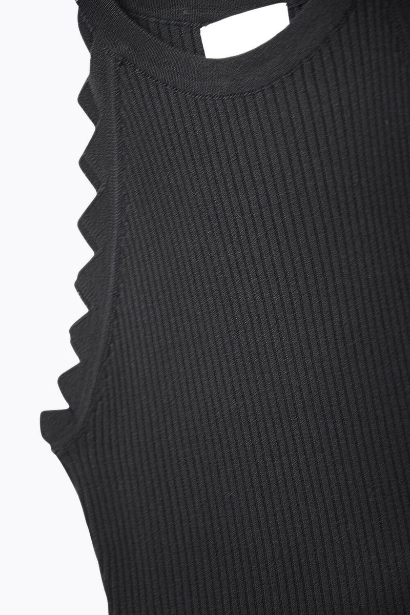 Q2 Women's Tees & Tanks One Size / Black Black Tank Top With Ribbed Underarm Detail