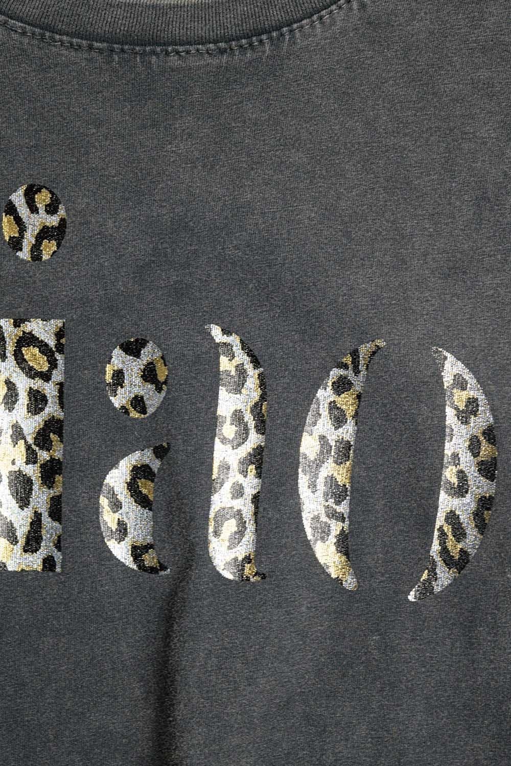 Q2 Women's Tees & Tanks One Size / Black Relaxed Stonewashed Black T-Shirt With Ciao In Leopard Print