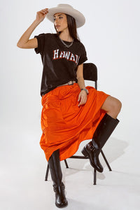 Q2 Women's Tees & Tanks One Size / Black Washed Effect Hawaii T-Shirt In Black