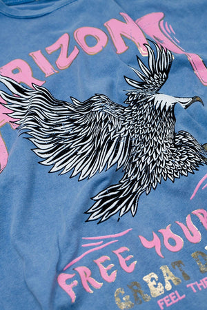 Q2 Women's Tees & Tanks One Size / Blue Arizona T-Shirt With Eagle Digital Print In Blue