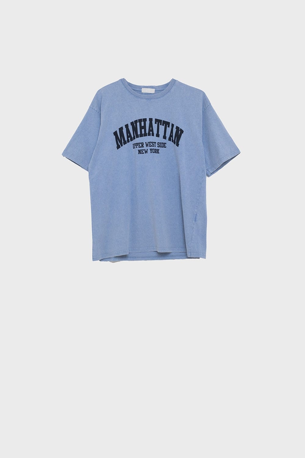 Q2 Women's Tees & Tanks One Size / Blue Blue Relaxed T-Shirt With Manhattan Text