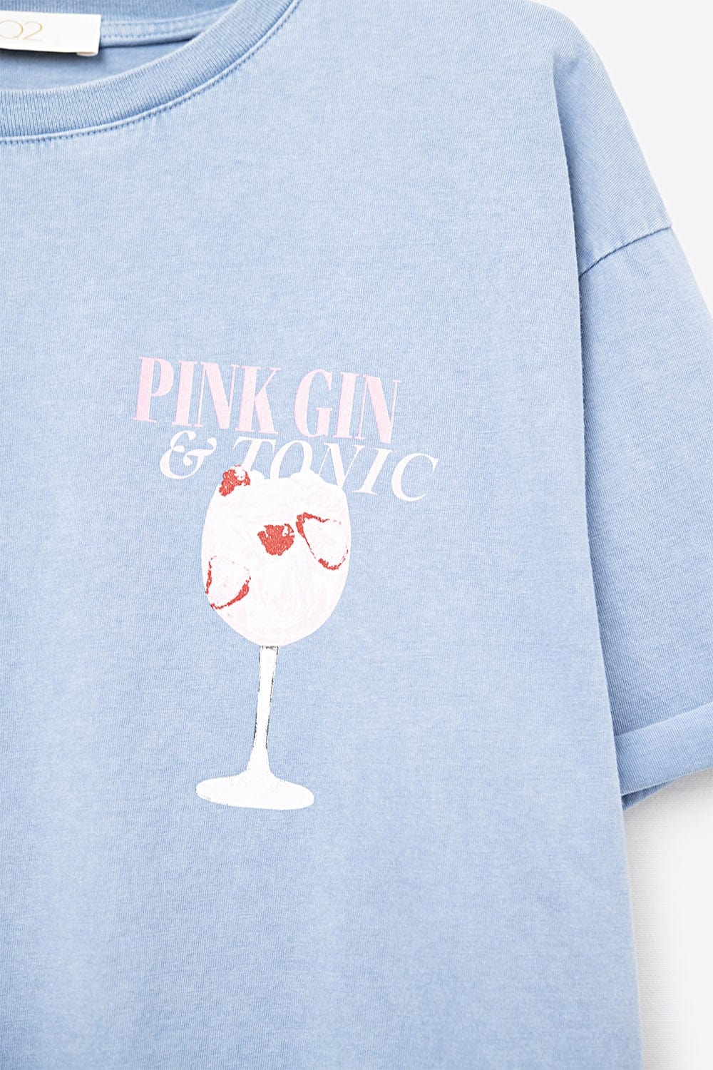 Q2 Women's Tees & Tanks One Size / Blue Blue Short Sleeve Pink Tonic T-Shirt