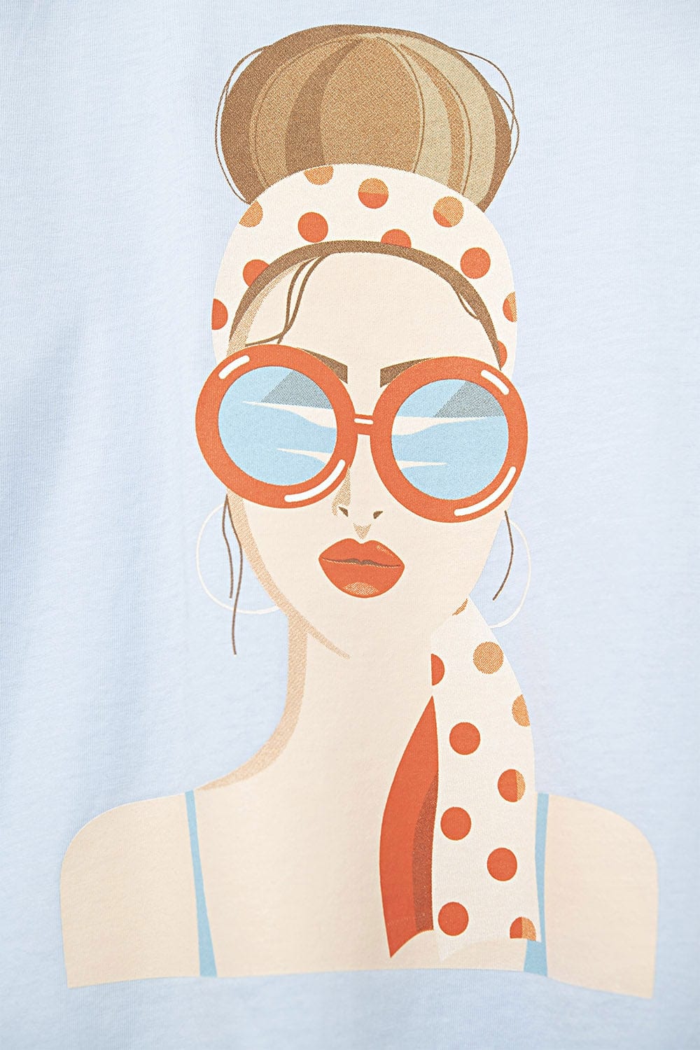 Q2 Women's Tees & Tanks One Size / Blue Blue T-Shirt Made In Italy With A Vintage Girl Graphic