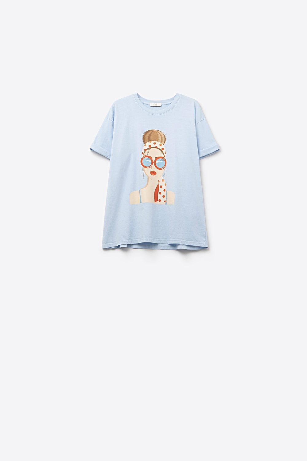 Q2 Women's Tees & Tanks One Size / Blue Blue T-Shirt Made In Italy With A Vintage Girl Graphic