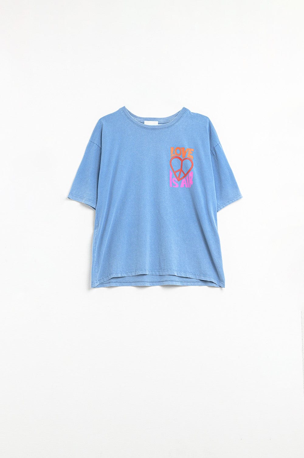 Q2 Women's Tees & Tanks One Size / Blue Blue T-Shirt Made In Italy With Love Is Air And Heart With Peace Logo