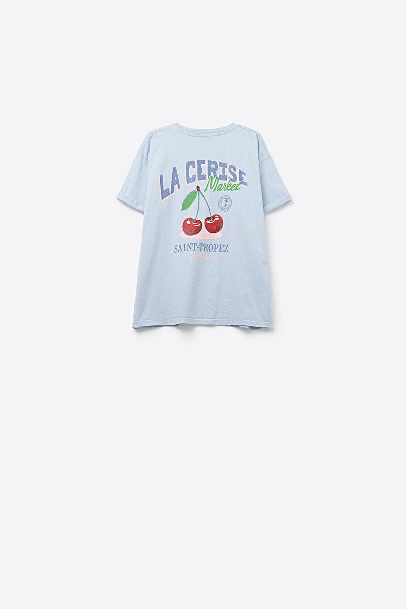 Q2 Women's Tees & Tanks One Size / Blue Blue T-Shirt With La Cerise Market Saint-Tropez Graphic