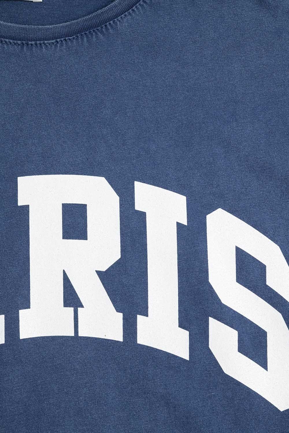 Q2 Women's Tees & Tanks One Size / Blue Navy Paris Relaxed T-Shirt With White Letters