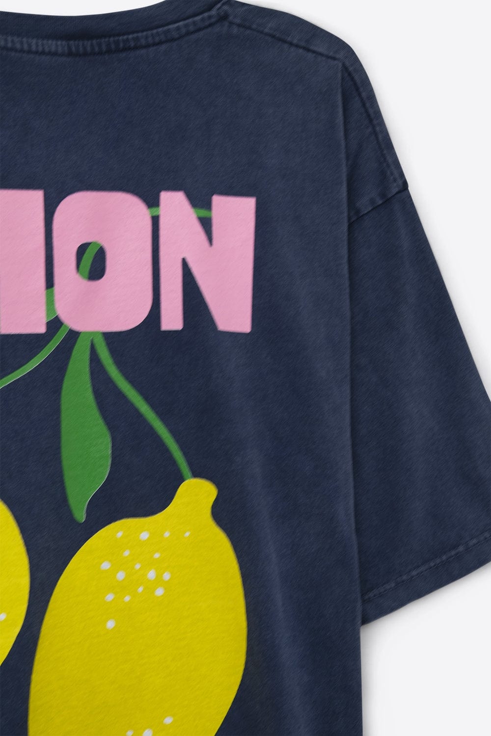 Q2 Women's Tees & Tanks One Size / Blue Relaxed Navy T-Shirt With Lemon Print