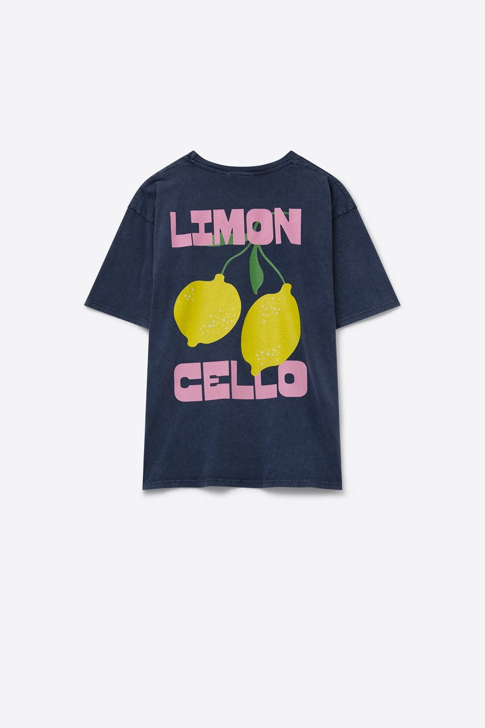 Q2 Women's Tees & Tanks One Size / Blue Relaxed Navy T-Shirt With Lemon Print