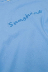 Q2 Women's Tees & Tanks One Size / Blue Sunshine Oversized T-Shirt With Textured Text At The Front In Blue