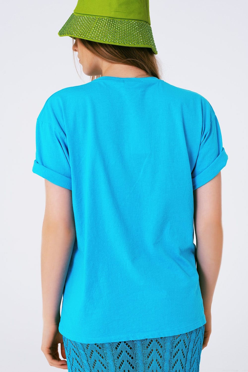 Q2 Women's Tees & Tanks One Size / Blue T-Shirt With Limited Graphic Print In Blue
