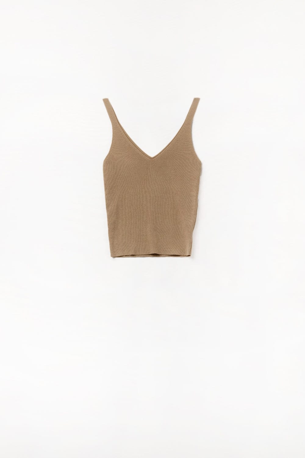 Q2 Women's Tees & Tanks One Size / Brown Comfy Ribbed Knitted  Tank Top In Camel