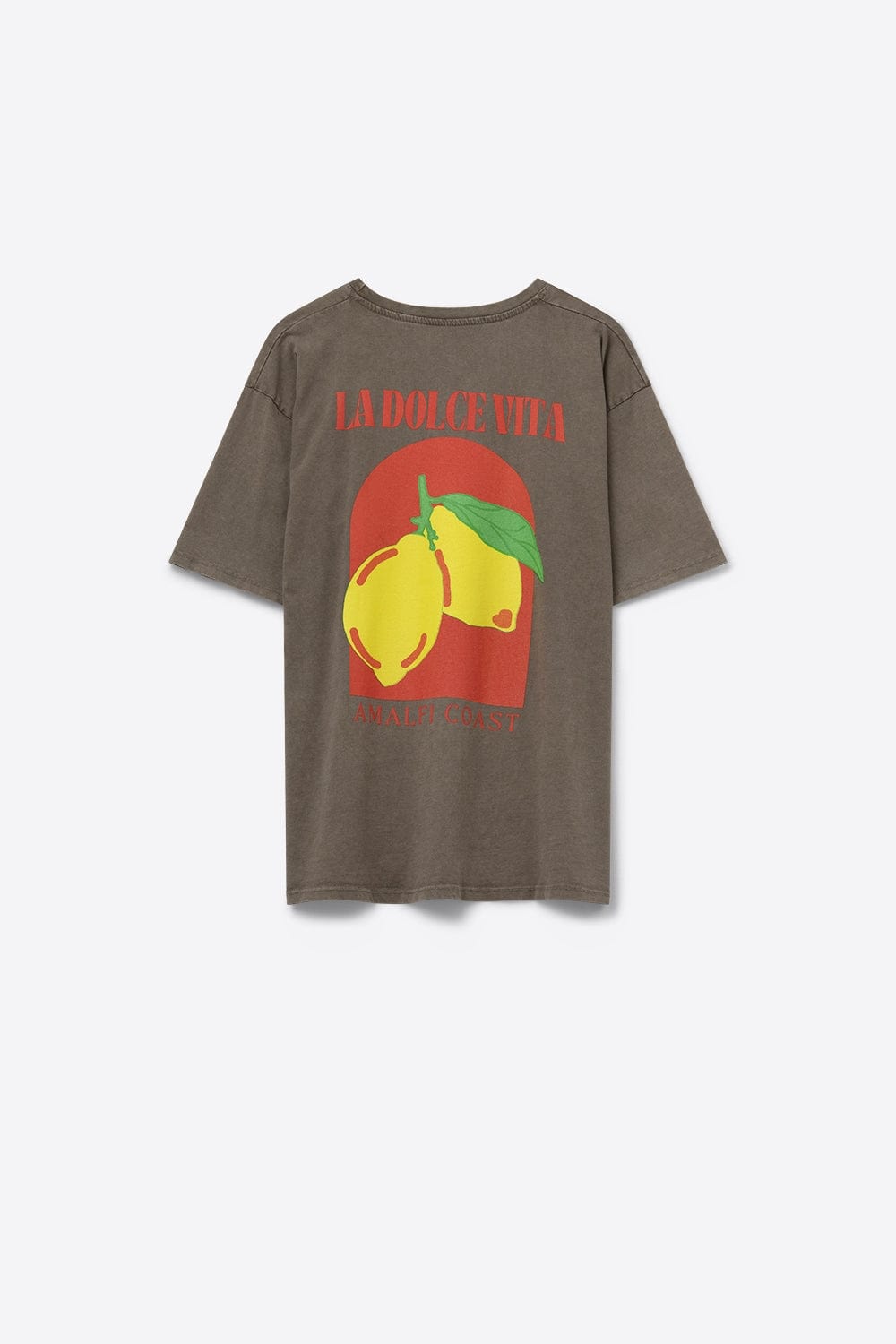 Q2 Women's Tees & Tanks One Size / Brown Relaxed Fit T-Shirt With La Dolce Vita Print In Light Brown