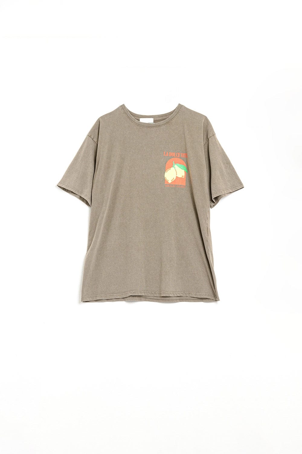 Q2 Women's Tees & Tanks One Size / Brown Relaxed Fit T-Shirt With La Dolce Vita Print In Light Brown