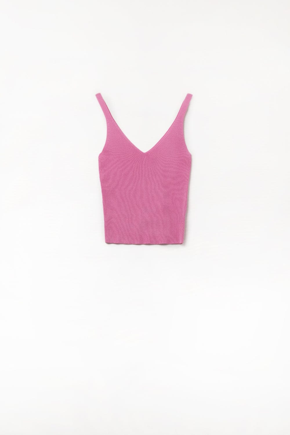 Q2 Women's Tees & Tanks One Size / Fuchsia Comfy Ribbed Knitted Tank Top In Fuchsia