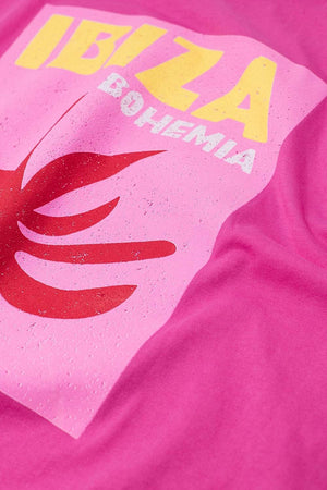 Q2 Women's Tees & Tanks One Size / Fuchsia Fuchsia Ibiza Bohemia Relaxed T-Shirt With Pink Print