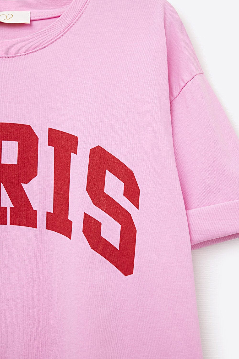 Q2 Women's Tees & Tanks One Size / Fuchsia Pink Paris Relaxed T-Shirt With Red Letters