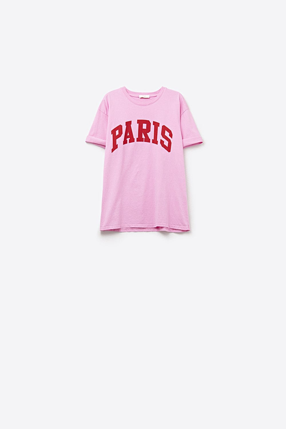 Q2 Women's Tees & Tanks One Size / Fuchsia Pink Paris Relaxed T-Shirt With Red Letters