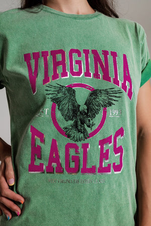 Q2 Women's Tees & Tanks One Size / Green T-Shirt With Virginia Eagles Text In Green