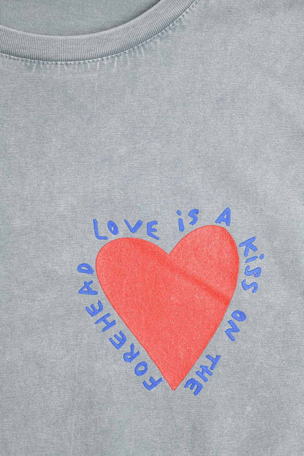 Q2 Women's Tees & Tanks One Size / Grey Grey T-Shirt Featuring A Heart Design On Both The Front And Back