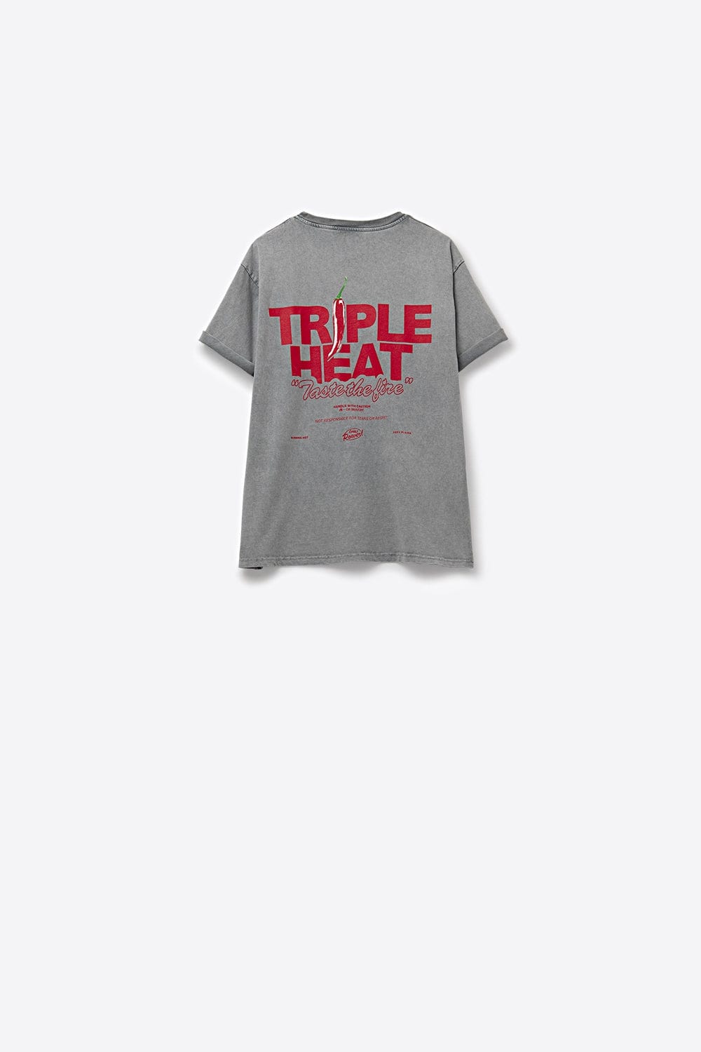 Q2 Women's Tees & Tanks One Size / Grey Washed Grey Relaxed Fit Short Sleeve Triple Heat Logo T-Shirt
