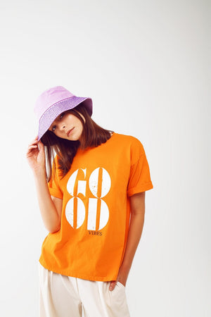 Q2 Women's Tees & Tanks One Size / Orange / Italia T-shirt With Good Vibes Text In Orange