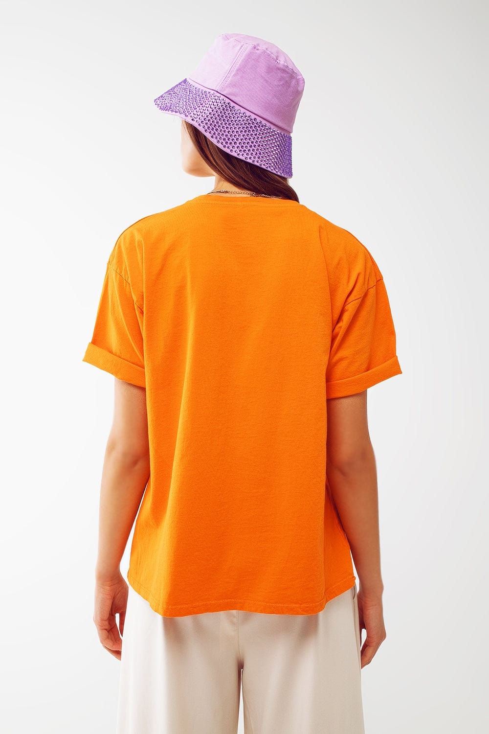 Q2 Women's Tees & Tanks One Size / Orange / Italia T-shirt With Good Vibes Text In Orange