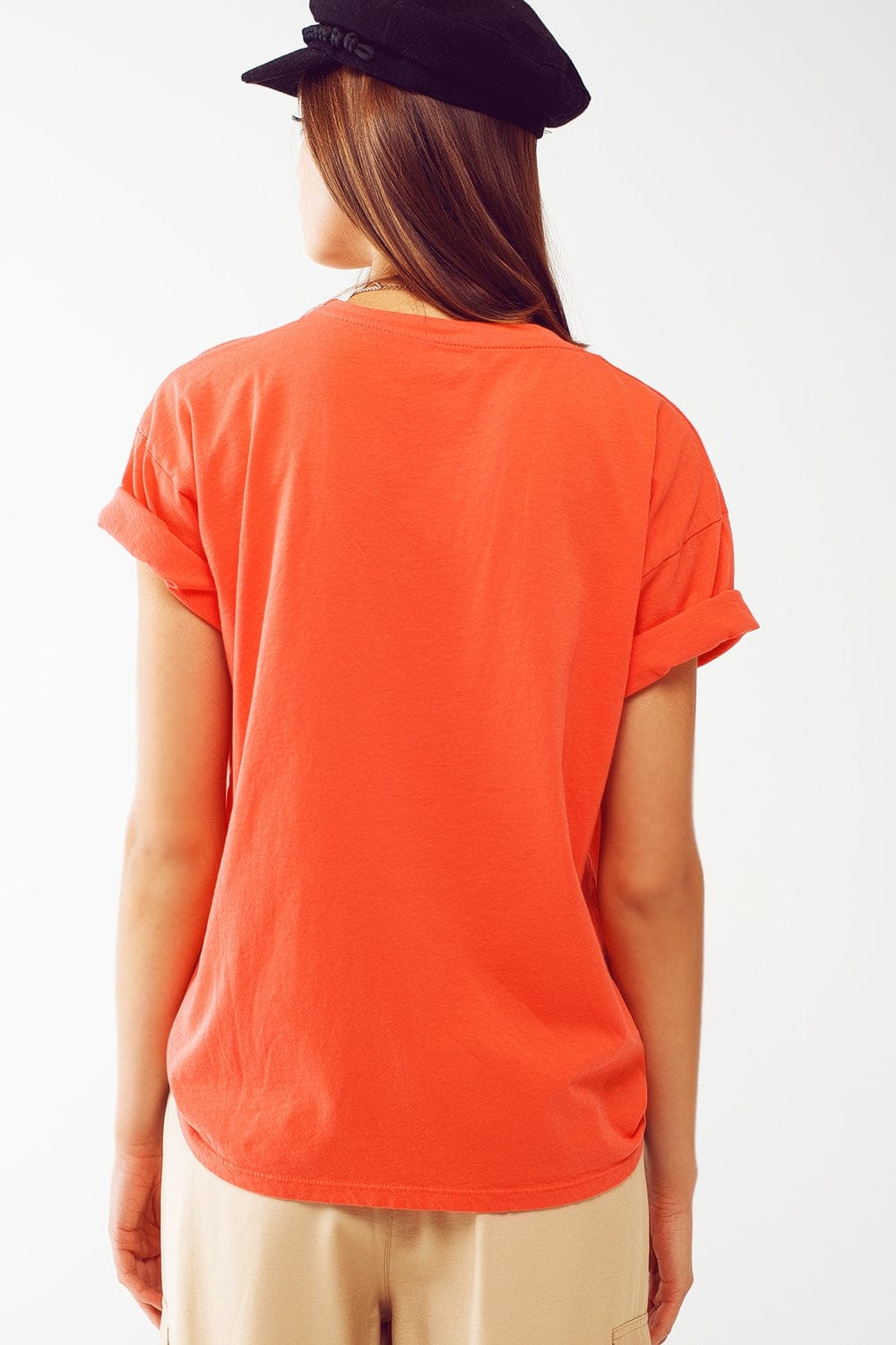 Q2 Women's Tees & Tanks One Size / Orange / Italia T-Shirt with Limited Graphic Print in Orange
