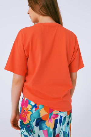 Q2 Women's Tees & Tanks One Size / Orange T Shirt With Dallas Texas Text In Orange