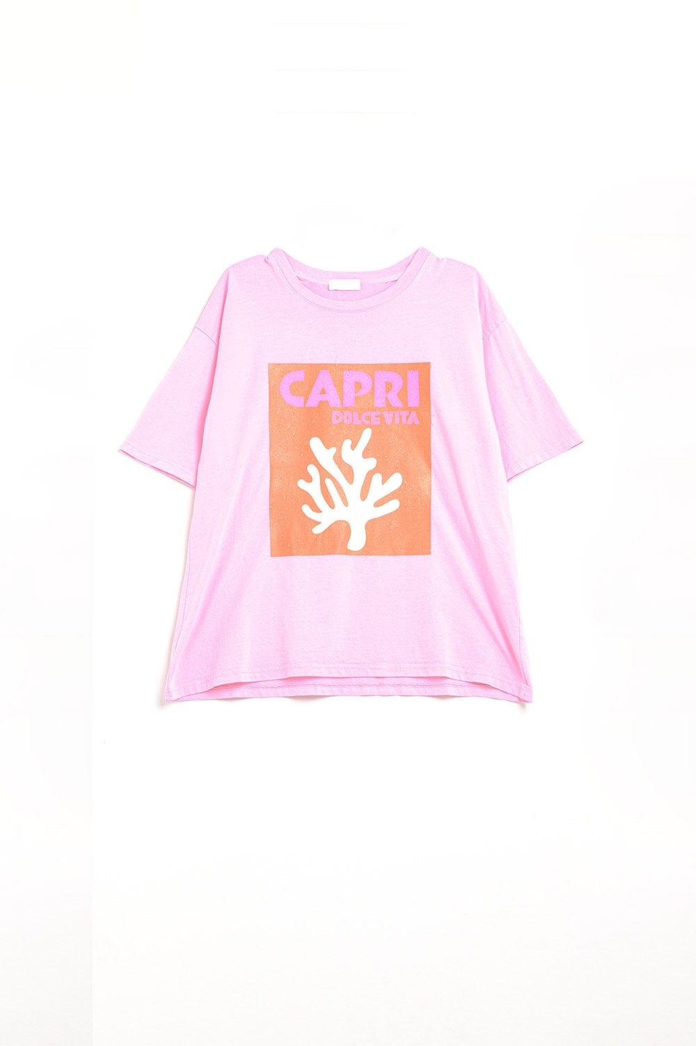 Q2 Women's Tees & Tanks One Size / Pink Baby Pink Capri Dolce Vita T-Shirt Made In Italy