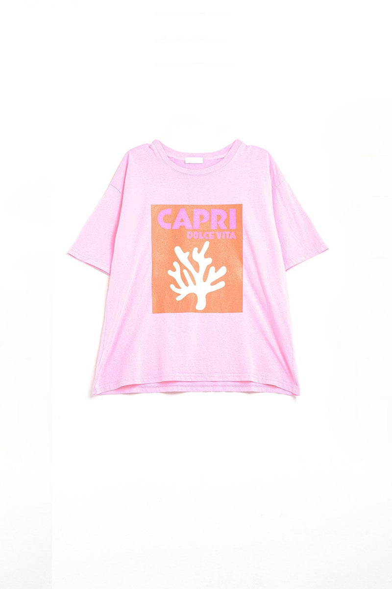 Q2 Women's Tees & Tanks One Size / Pink Baby Pink Capri Dolce Vita T-Shirt Made In Italy