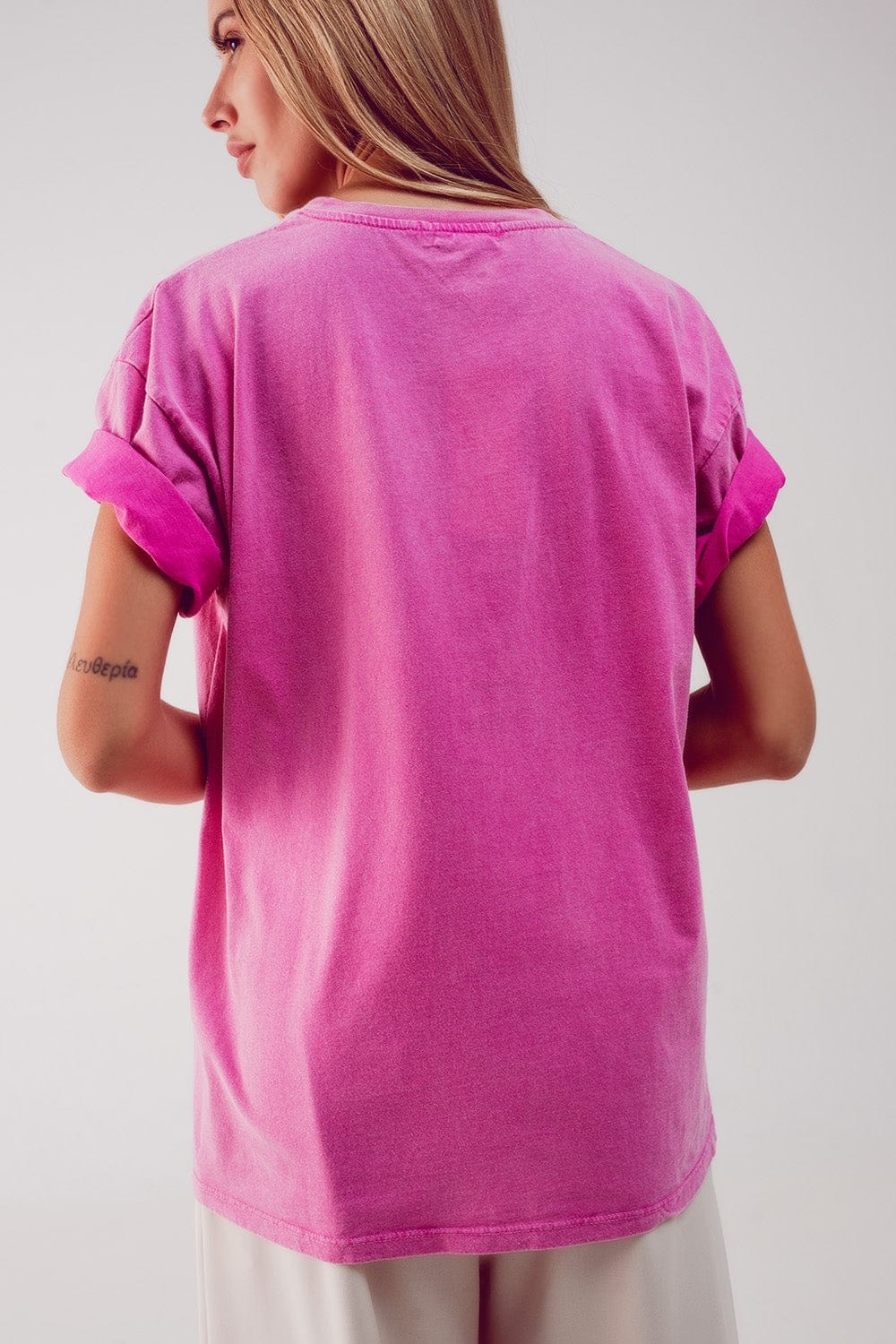 Q2 Women's Tees & Tanks One Size / Pink / China Relaxed T Shirt with Pink Vintage Queens Graphic Print