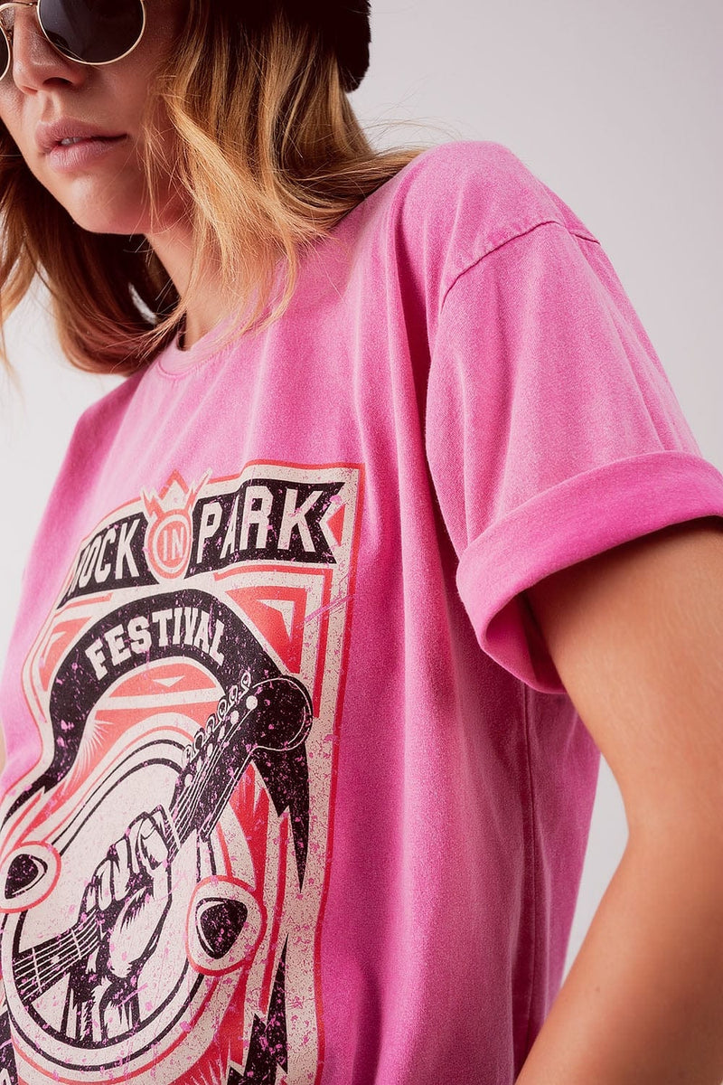 Q2 Women's Tees & Tanks One Size / Pink / China Tee Rock Park Graphic in Pink