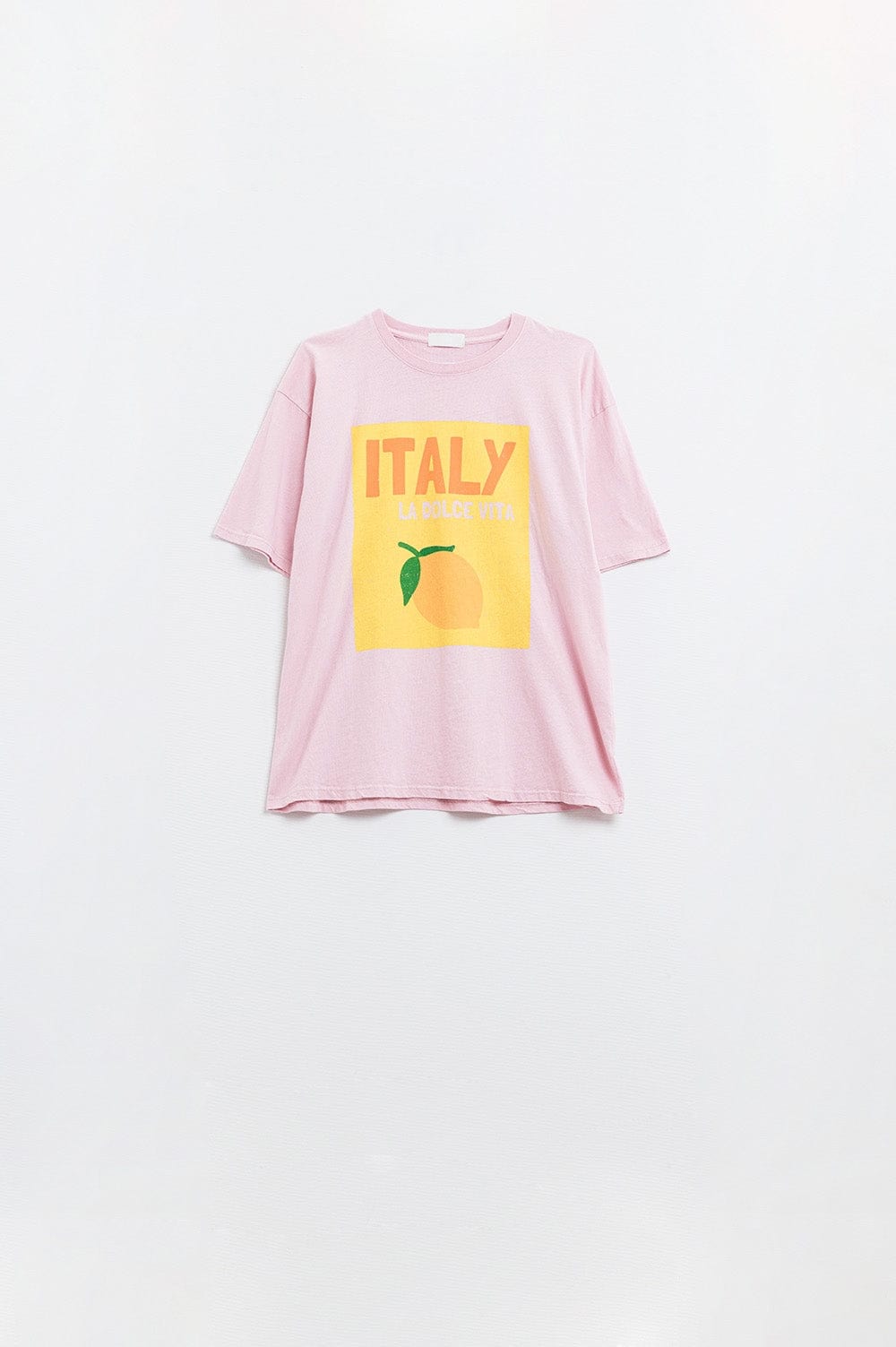 Q2 Women's Tees & Tanks One Size / Pink Italy La Dolce Vita Baby Pink T-Shirt With Graphic Print