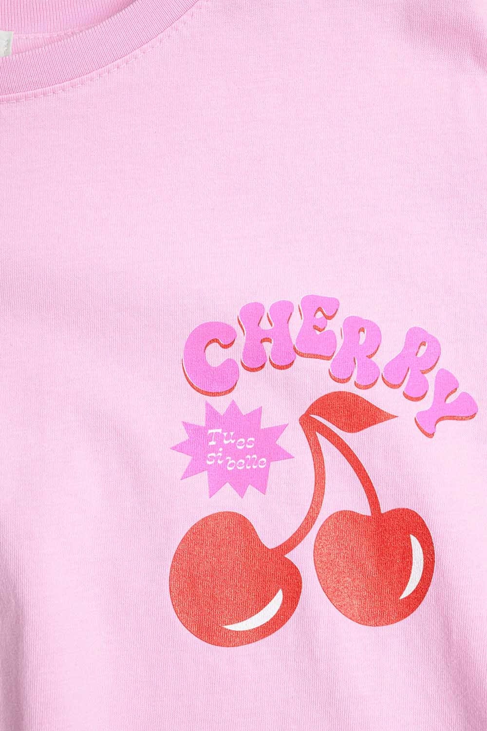 Q2 Women's Tees & Tanks One Size / Pink Pink T-Shirt With Cherry In Logo And Letters