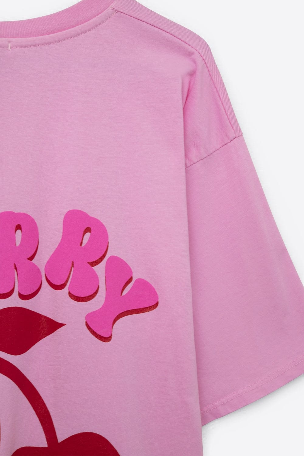 Q2 Women's Tees & Tanks One Size / Pink Pink T-Shirt With Cherry In Logo And Letters