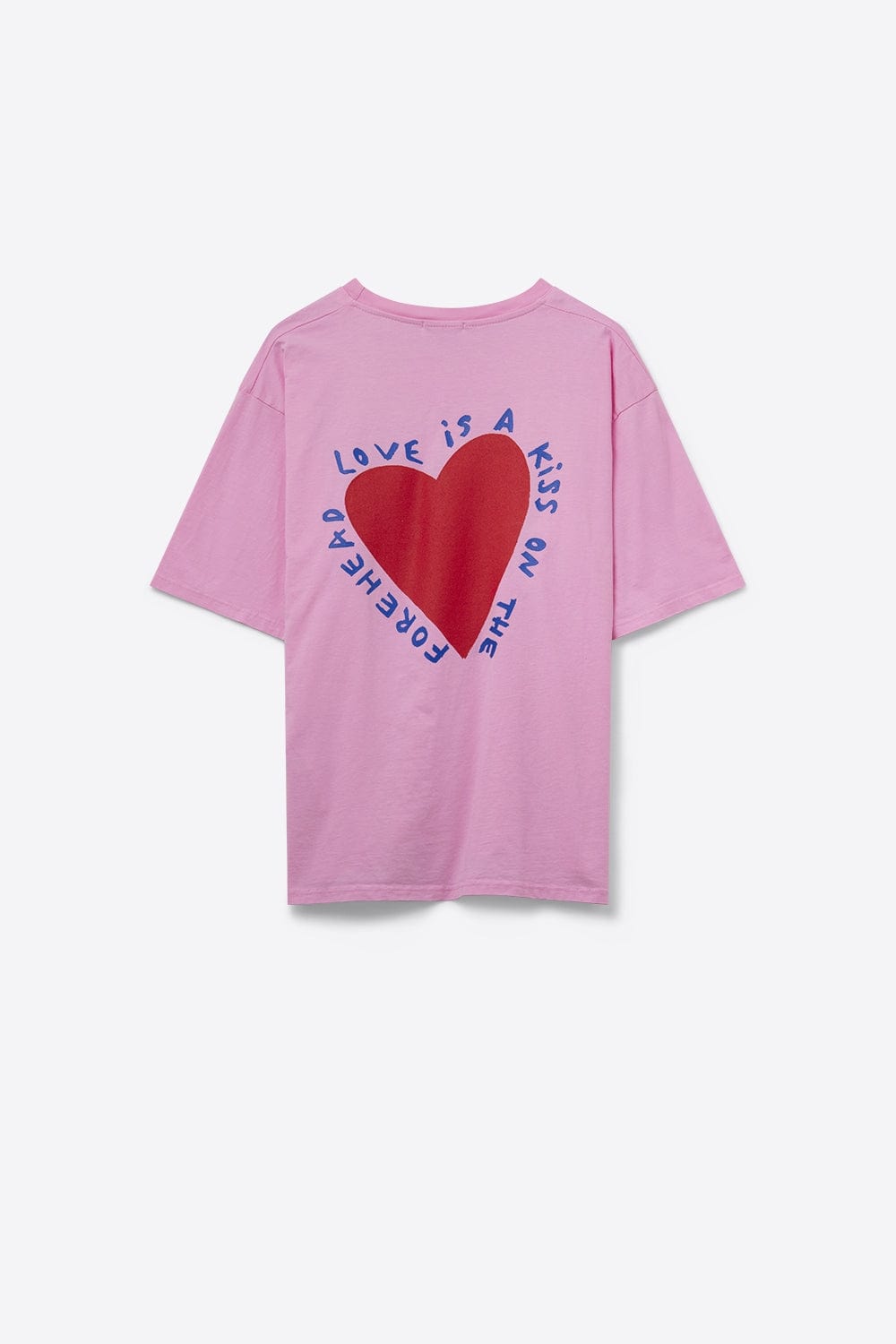 Q2 Women's Tees & Tanks One Size / Pink Pink T-Shirt With Love Is A Kiss On The Forehead