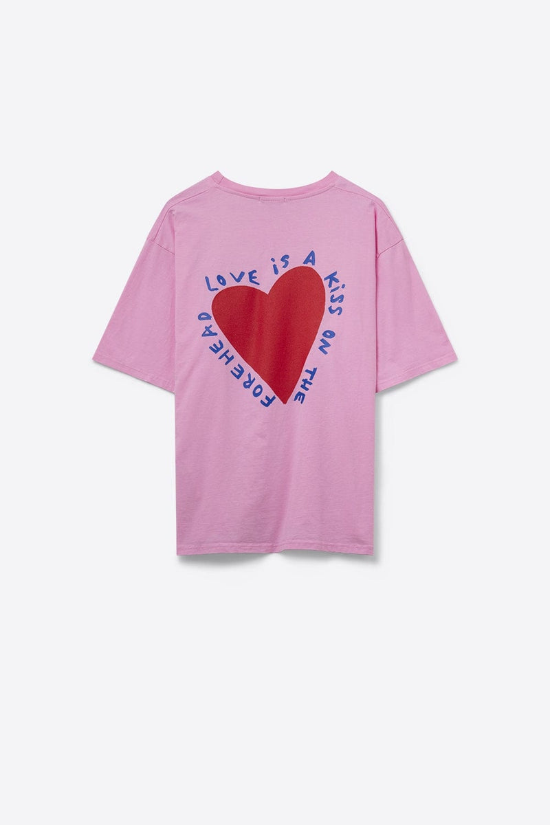 Q2 Women's Tees & Tanks One Size / Pink Pink T-Shirt With Love Is A Kiss On The Forehead