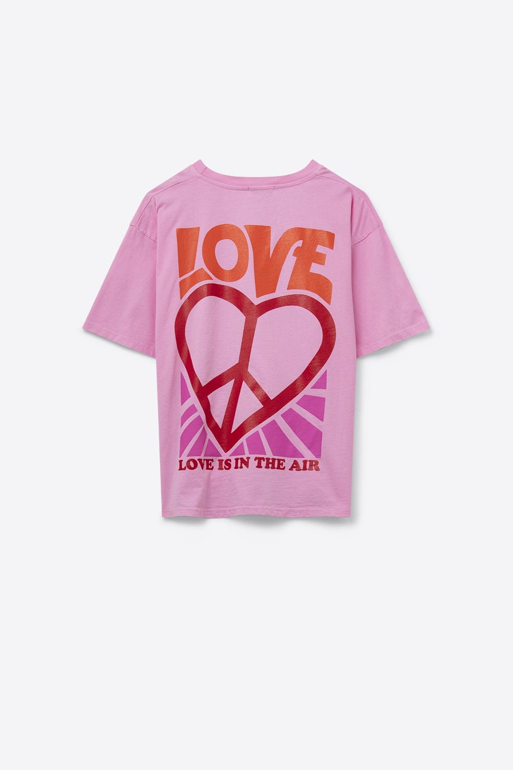 Q2 Women's Tees & Tanks One Size / Pink Pink T-Shirt With Love Is Air And Heart With Peace Logo