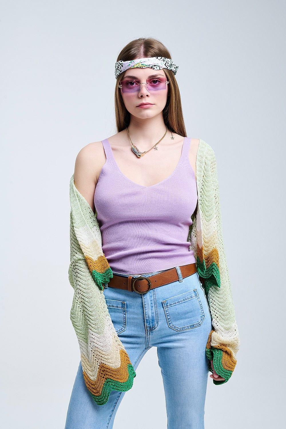 Q2 Women's Tees & Tanks One Size / Purple Comfy Ribbed Tank Top In Purple