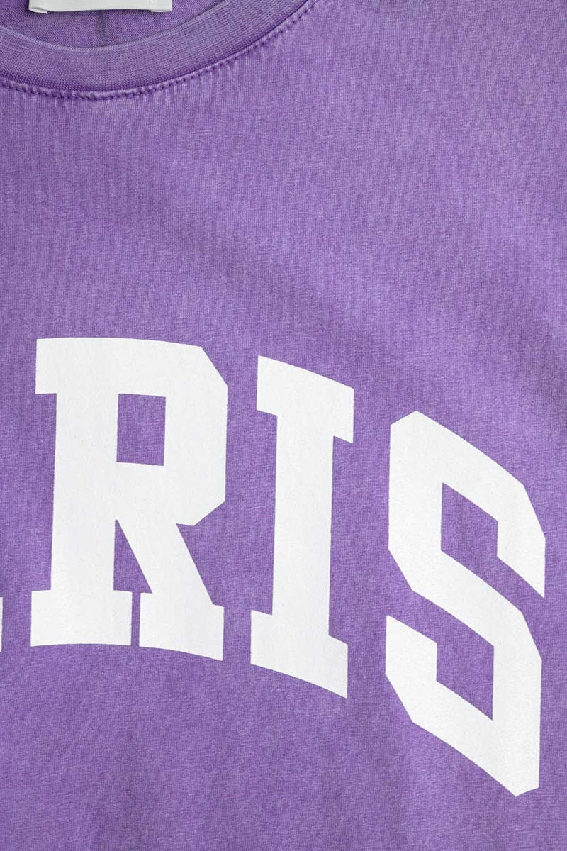 Q2 Women's Tees & Tanks One Size / Purple Purple Paris Relaxed T-Shirt With White Letters