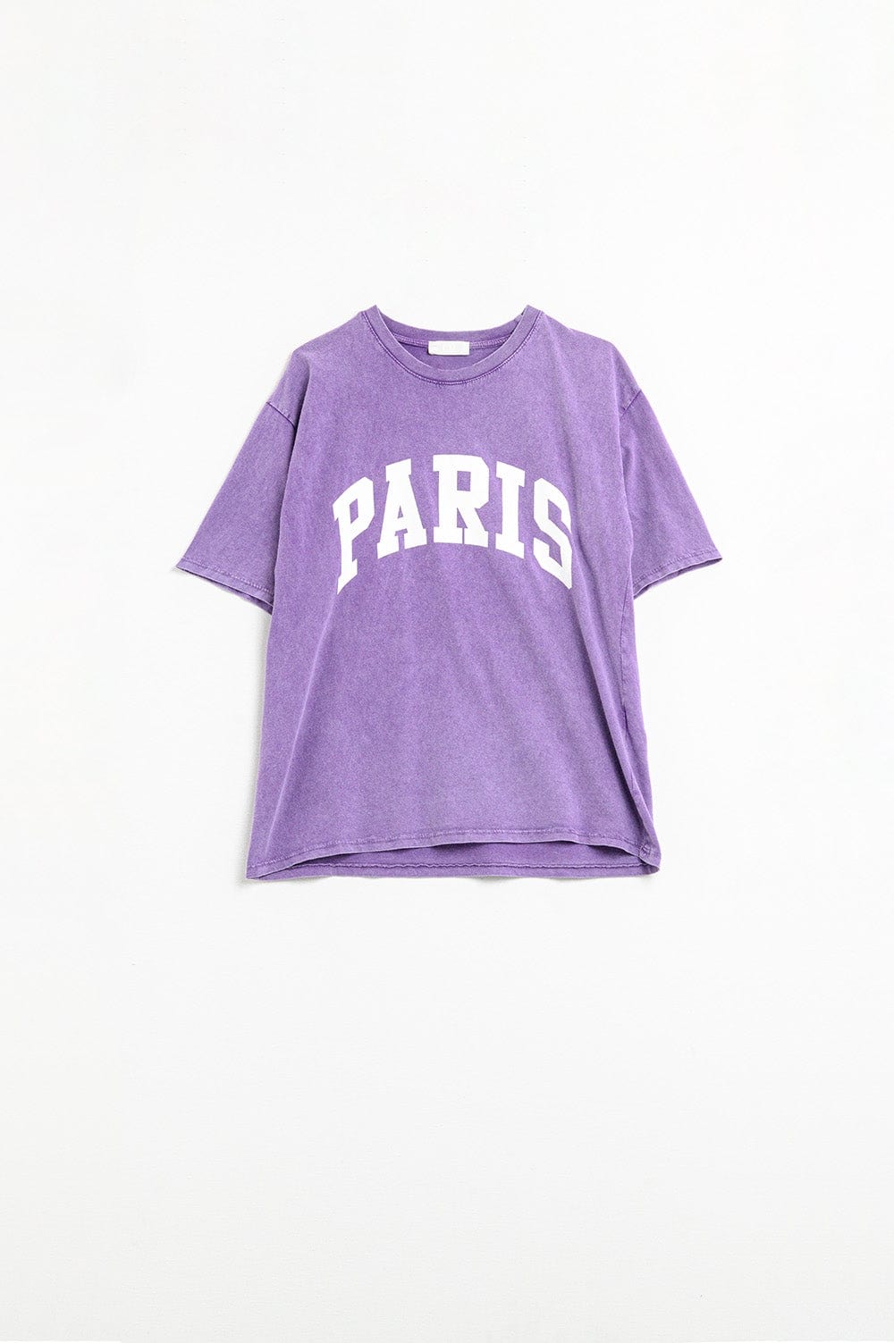 Q2 Women's Tees & Tanks One Size / Purple Purple Paris Relaxed T-Shirt With White Letters