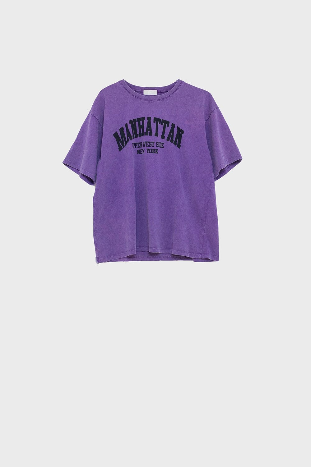 Q2 Women's Tees & Tanks One Size / Purple Purple Relaxed T-Shirt With Manhattan Text