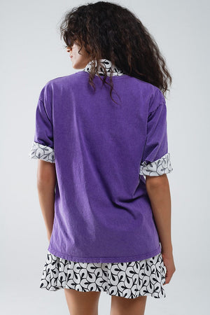 Q2 Women's Tees & Tanks One Size / Purple Purple Relaxed T-Shirt With Manhattan Text