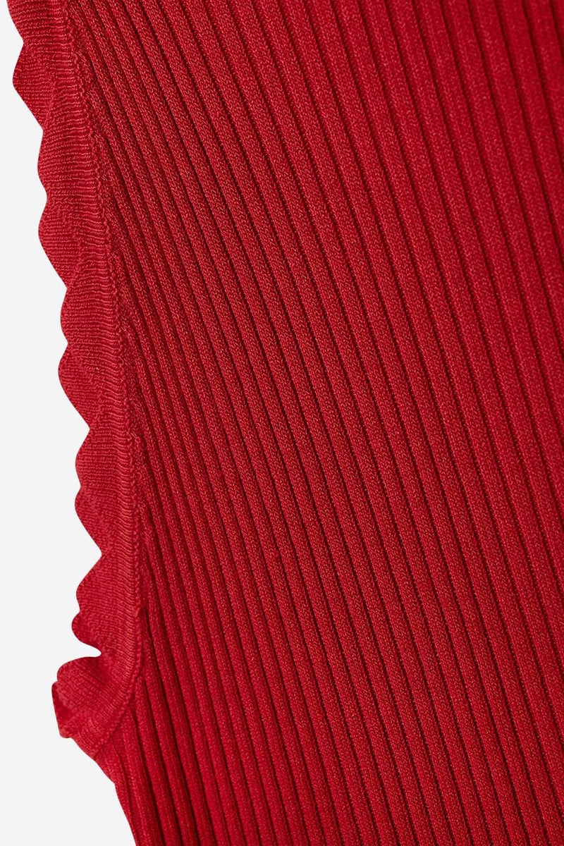 Q2 Women's Tees & Tanks One Size / Red Red Tank Top With Ribbed Underarm Detail