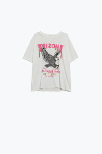 Q2 Women's Tees & Tanks One Size / White Arizona T-Shirt With Eagle Digital Print In White