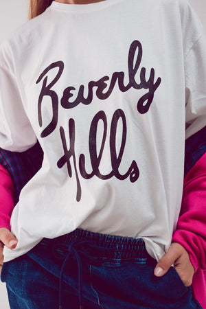 Q2 Women's Tees & Tanks One Size / White / China Beverly Hills T Shirt in White