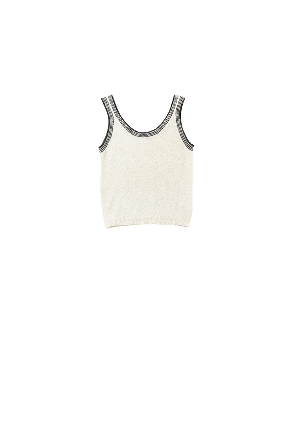 Q2 Women's Tees & Tanks One Size / White Cream Knit Tank Top With Black Trim